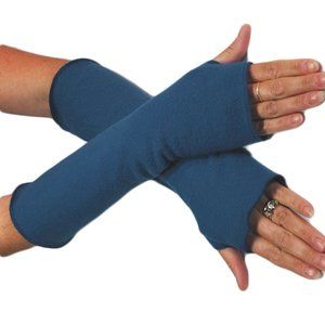 Teal Blue Fleece Arm Warmers Texting Gloves Winter Fall Women's Men's Casual
